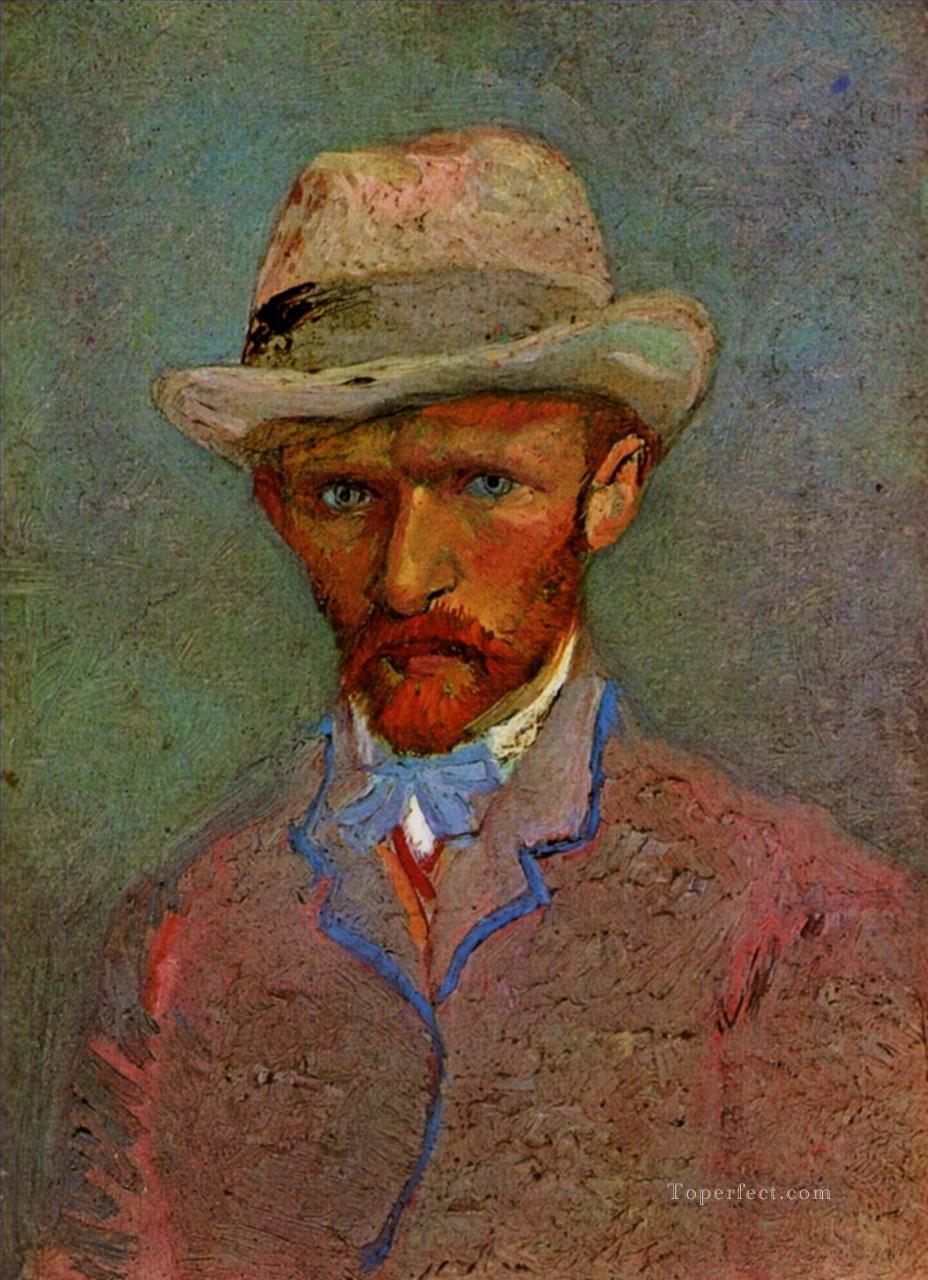 self portrait with gray felt hat 1887 Vincent van Gogh Oil Paintings